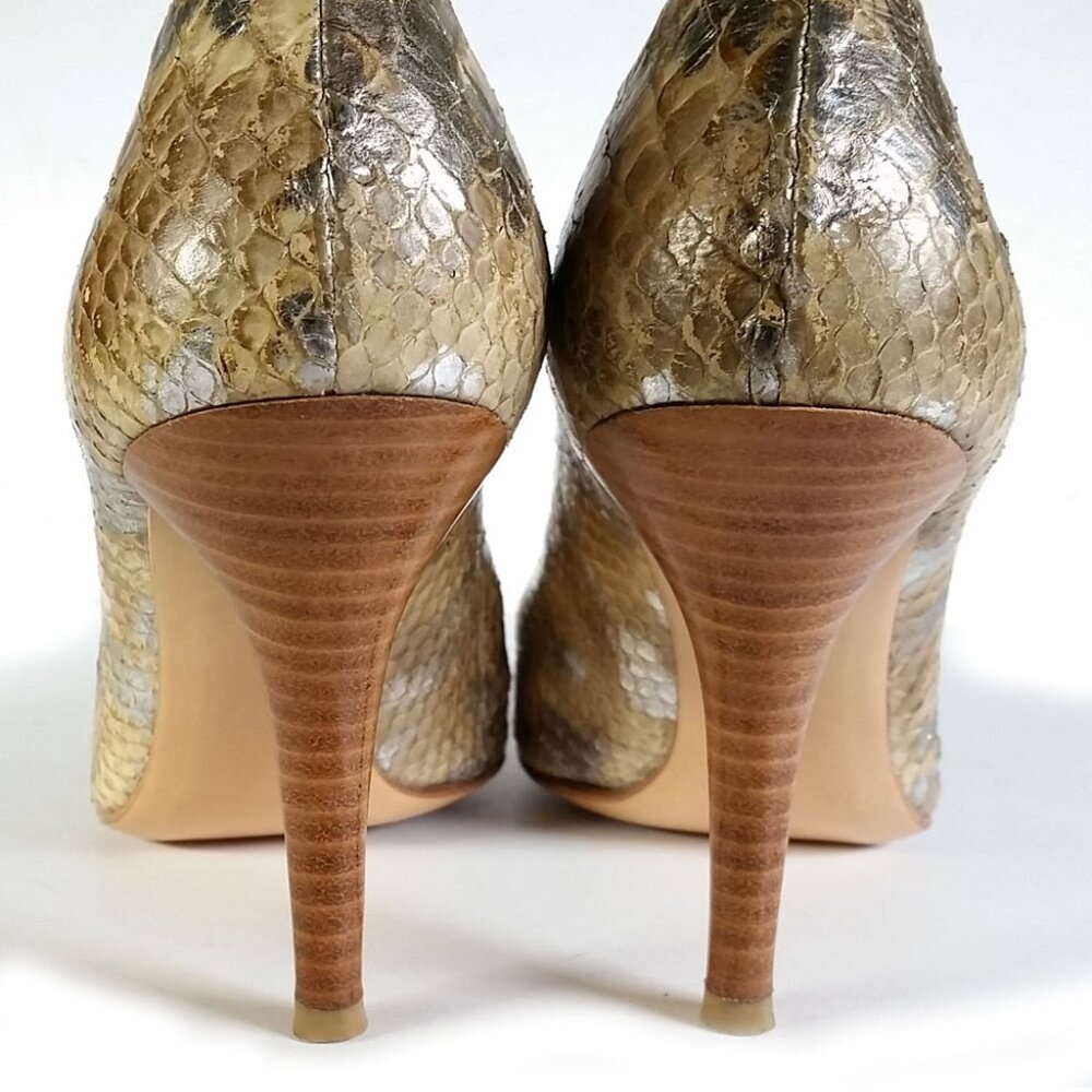 Stuart Weitzman Pumps Size 6.5 Python Snake Embossed Tan Pumps - Picture 7 of 10